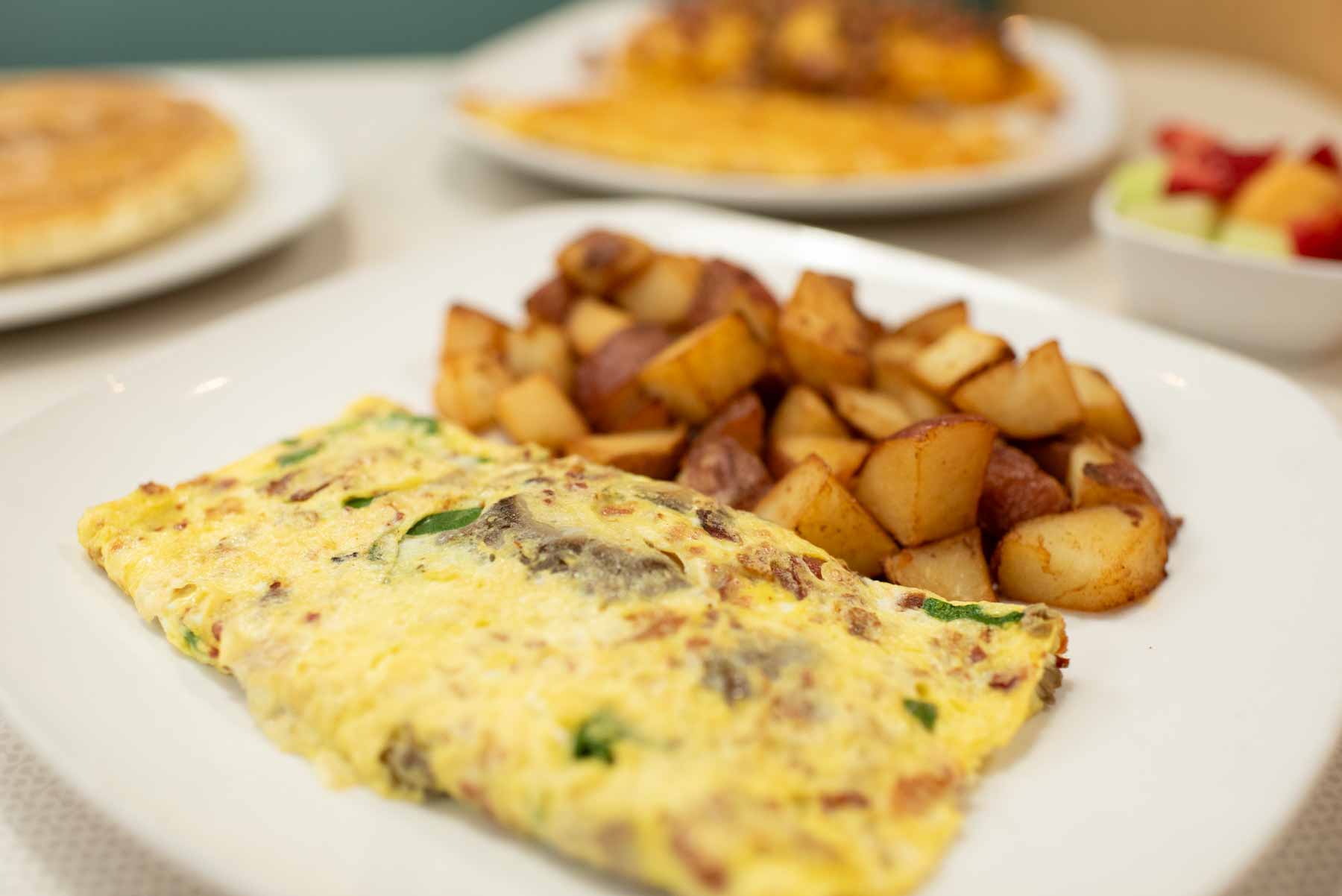 Omelette and Potatoes for breakfast at Jimmy's Egg